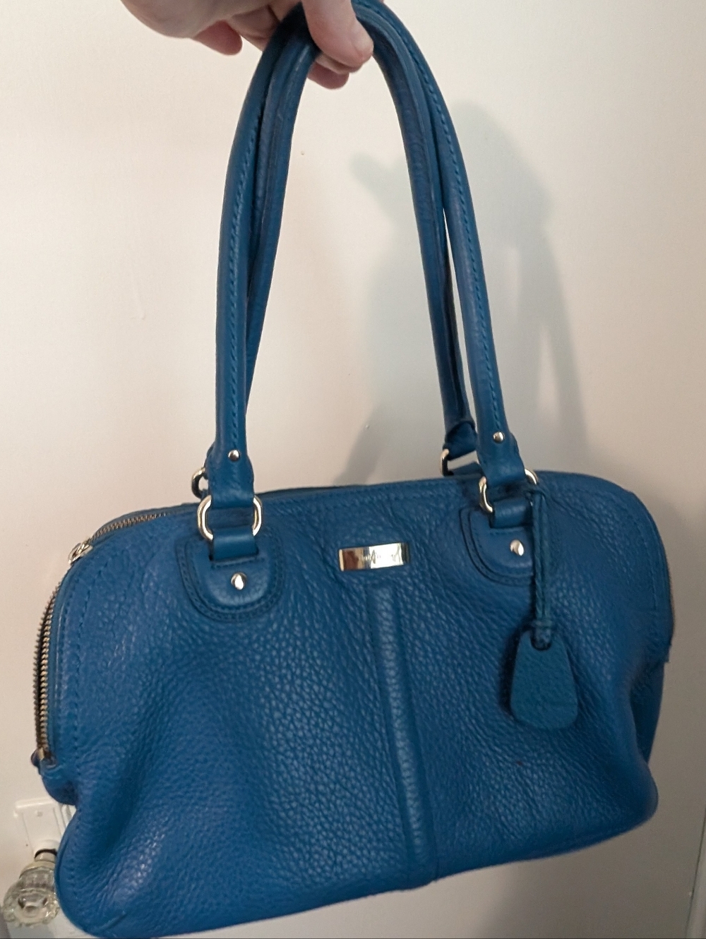 Cole Haan Classic Blue Leather Satchel Handbag
